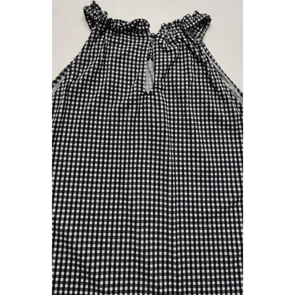 Adrianna Papell women black/white check Halter-Top Shirt Med. keyhole high neck - Picture 9 of 15